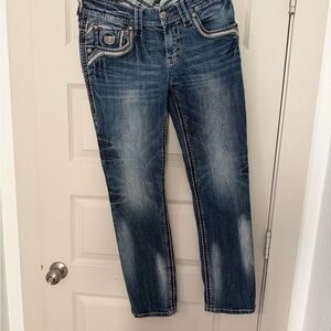 Rock Revival Distressed Blue Jeans